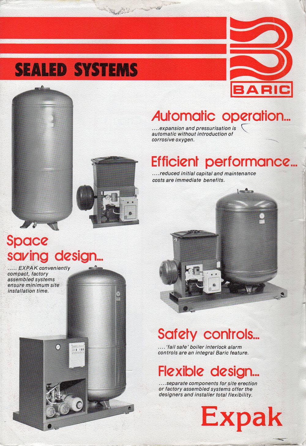 baric pumps expak sealed systems brochure - 1987